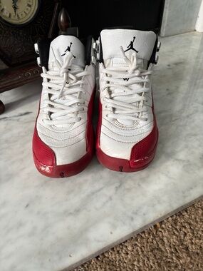 Jordan Kids White and Red High-Top Sneakers with Jumpman Logo